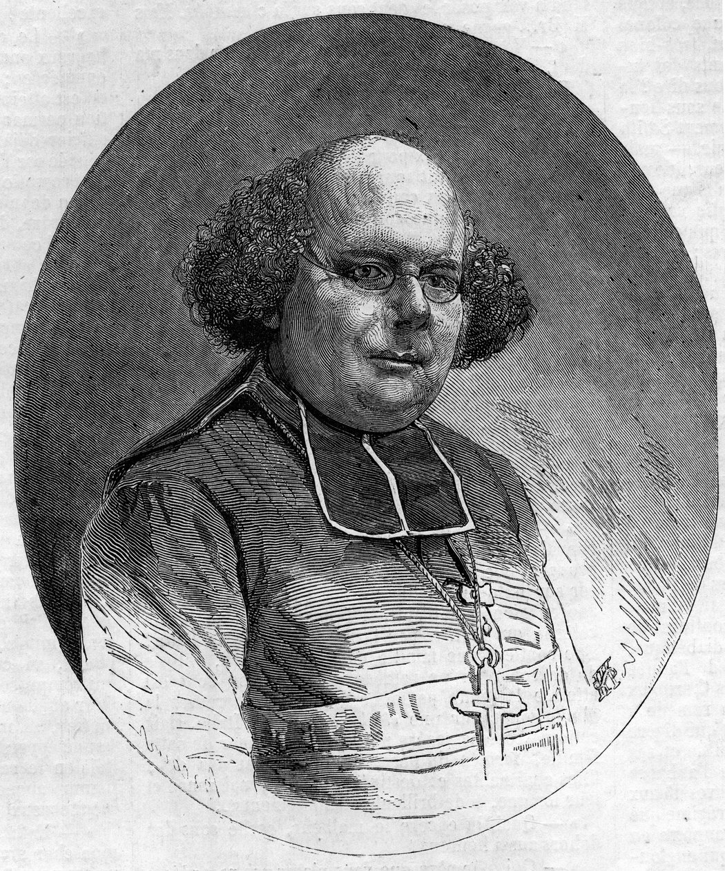 Portret Patrice Cruice (1815-1866), biskupa Marsylii w latach 1861-1865. Grawer „”Le Monde Illustré” n°232 z 21 września autorstwa French School