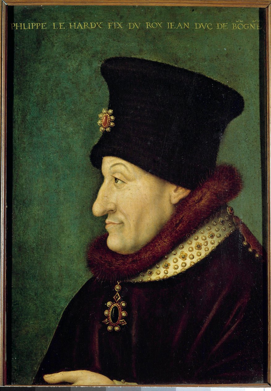 Portret Filipa II Hardiego (1342-1404) Księcia Burgundii w 1363 r. Obraz szkoły francuskiej. 16 wiek. Słońce 0,42x0,29 m² autorstwa French School