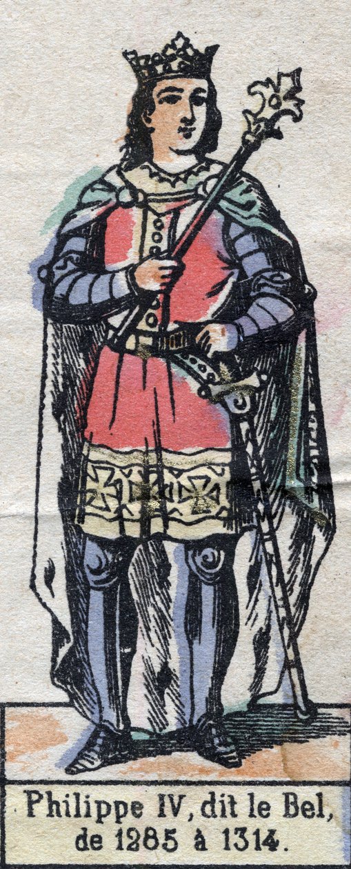 Portret Filipa IV z Francji, znanego jako Filip Bel (1268-1314) (dynastia Kapetów). Ilustracja z końca XIX wieku. autorstwa French School