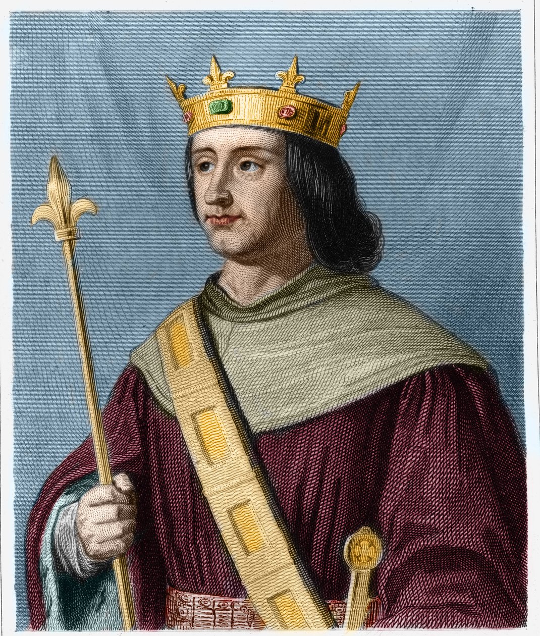 Portret Filipa VI de Valois (1294 - 1350), króla Francji - w „Histoire des Francais” Lavallee, rycina, sd. autorstwa French School
