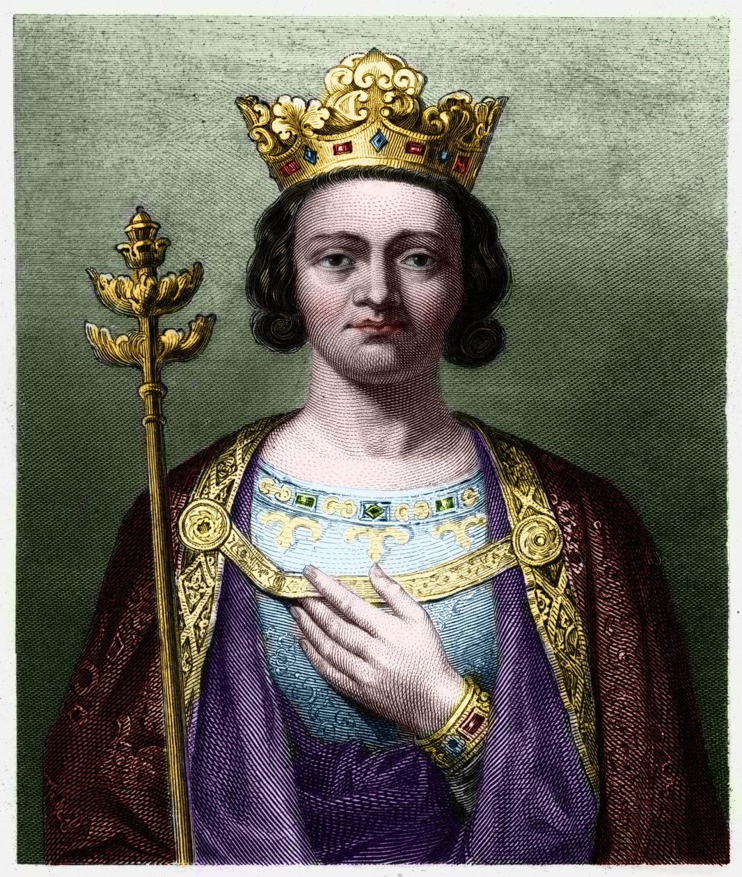 Portret Filipa V Długiego (1294 - 1322), króla Francji - w „Histoire des Francais” Lavallee, rycina, sd. autorstwa French School