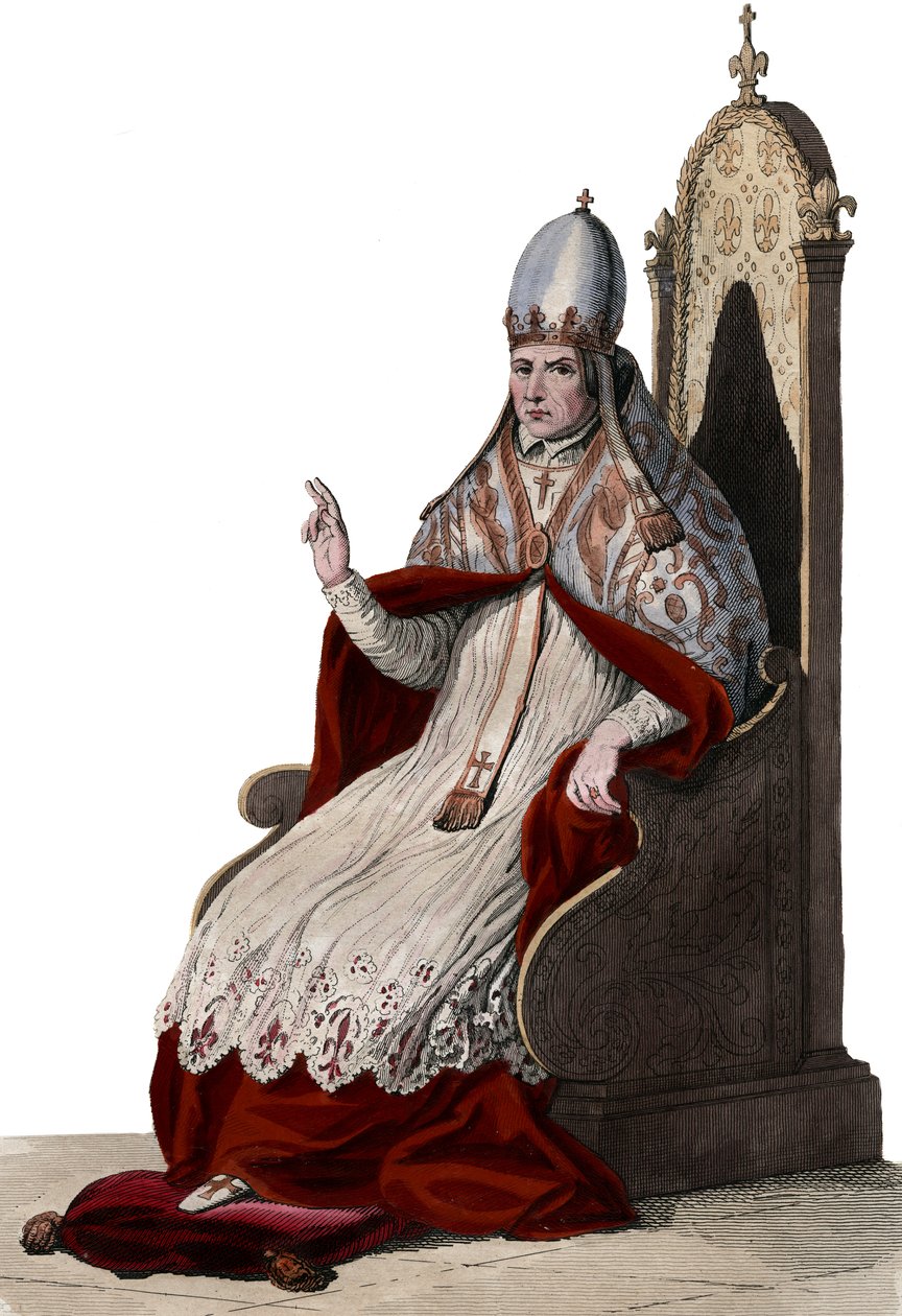 Portret papieża Sylwestra II (lub Sylwestra II) (ok. 938-1003). autorstwa French School