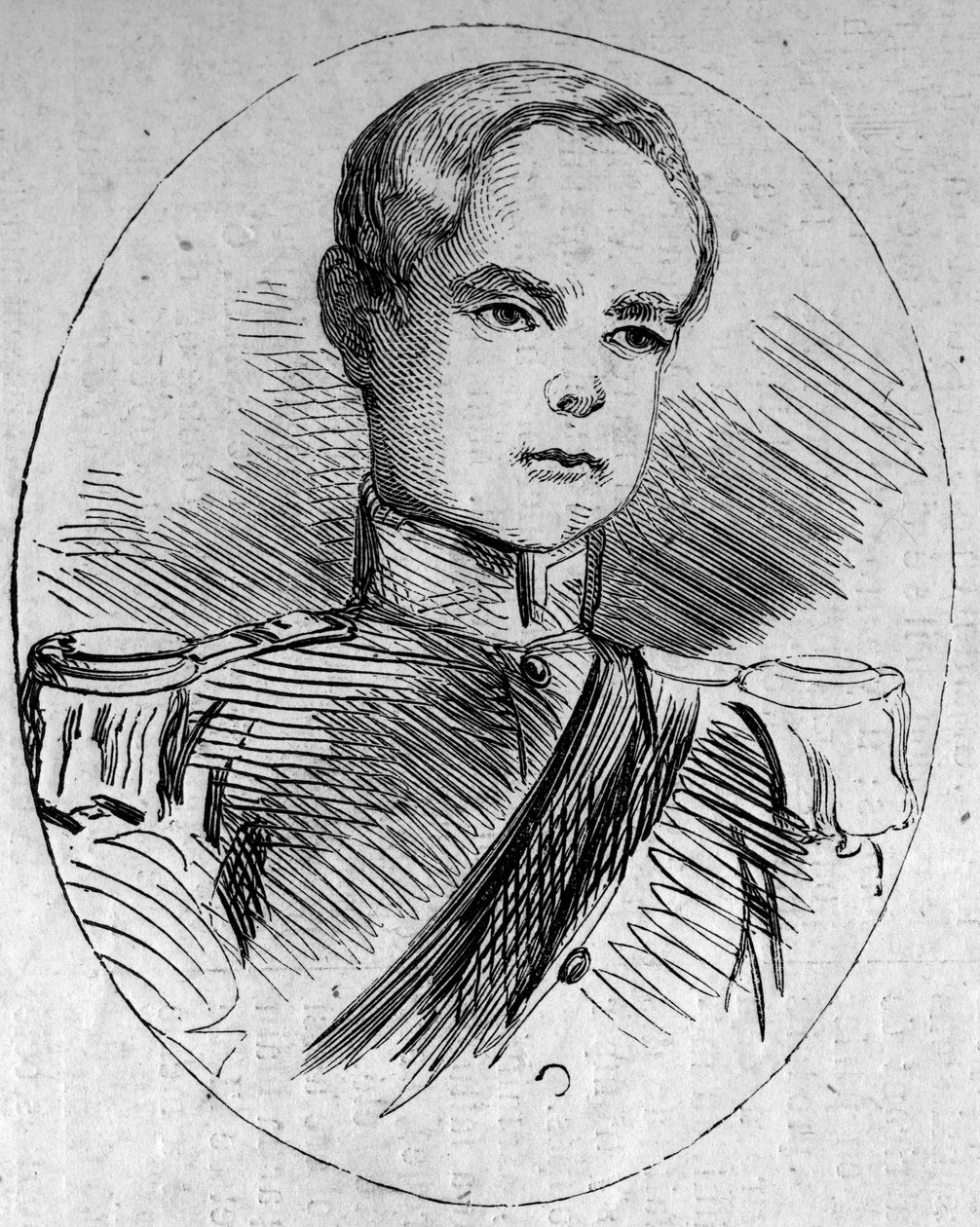Portret księcia Humberta (1844-1900), przyszłego króla Włoch pod imieniem Humbert I (Umberto I). Grawer w „”Le Monde Illustré”” nr 95 z dnia 5 lutego 1859 r. autorstwa French School