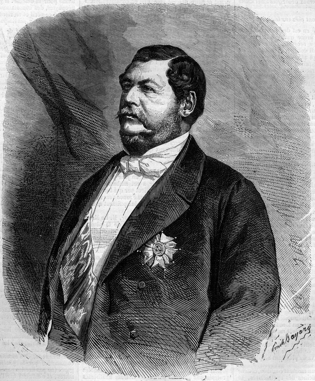 Portret księcia Luciena Murata (Napoleona Luciena Charlesa) (1803-1878), syna Joachima Murata. Grawer w „Le Monde Illustré” nr 208 z 6 kwietnia 1861 r. autorstwa French School