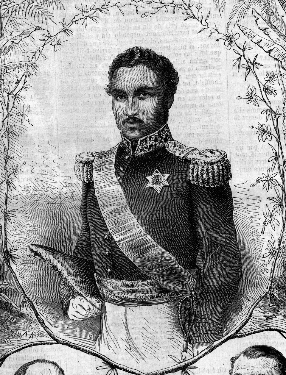 Portret Radamy II (1829-1863), króla Madagaskaru. Grawer w „Le Monde Illustré” nr 268 z dnia 31 maja 1862 r. autorstwa French School