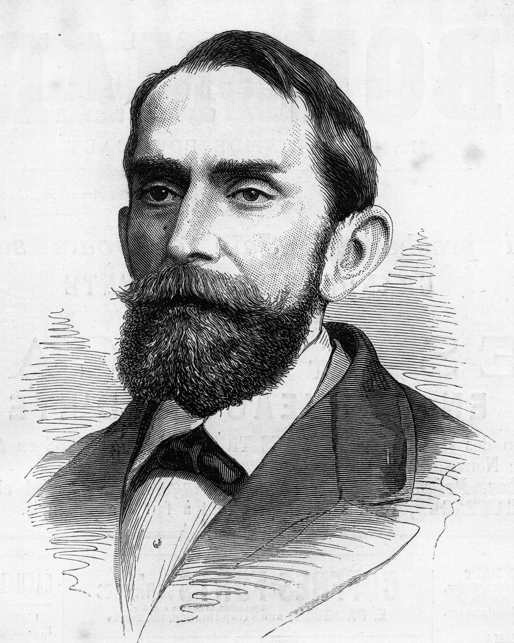Portret Rafaela Wenceslao Nuneza Moledo (1825-1894), prezydenta Kolumbii. Grawerowanie w „” Świat Ilustrowany”” nr 1210 z 5 czerwca autorstwa French School
