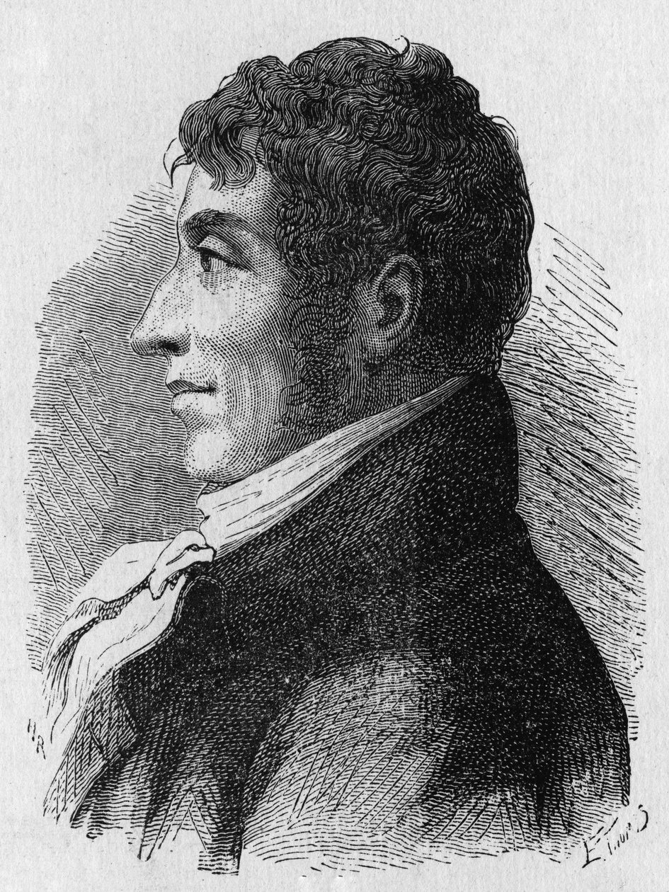 Portret Robertsona, lotnika pochodzenia flamandzkiego - w „Albumie Nauki”; wybitni naukowcy; Wielkie odkrycia”” 1896. autorstwa French School