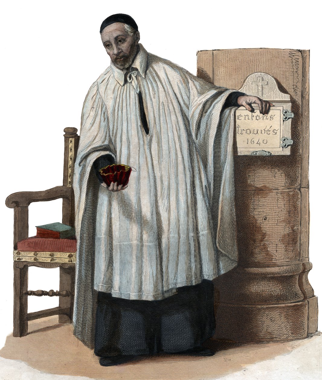Portret św. Wincentego a Paulo (1581-1660), proboszcza Kościoła katolickiego. autorstwa French School