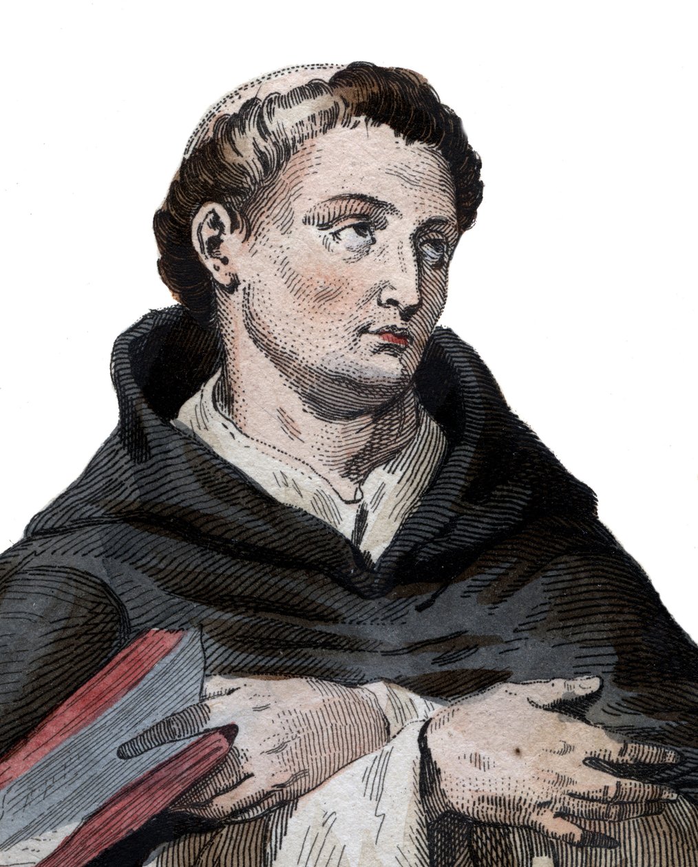 Portret św. Bernarda de Clairvaux (San Bernardo di Chiaravalle) (1090-1153), francuskiego opata i budowniczego reformującego zakonu cystersów. ilustracja z „”Le Plutarque Français”” Edmonda Mennechet autorstwa French School