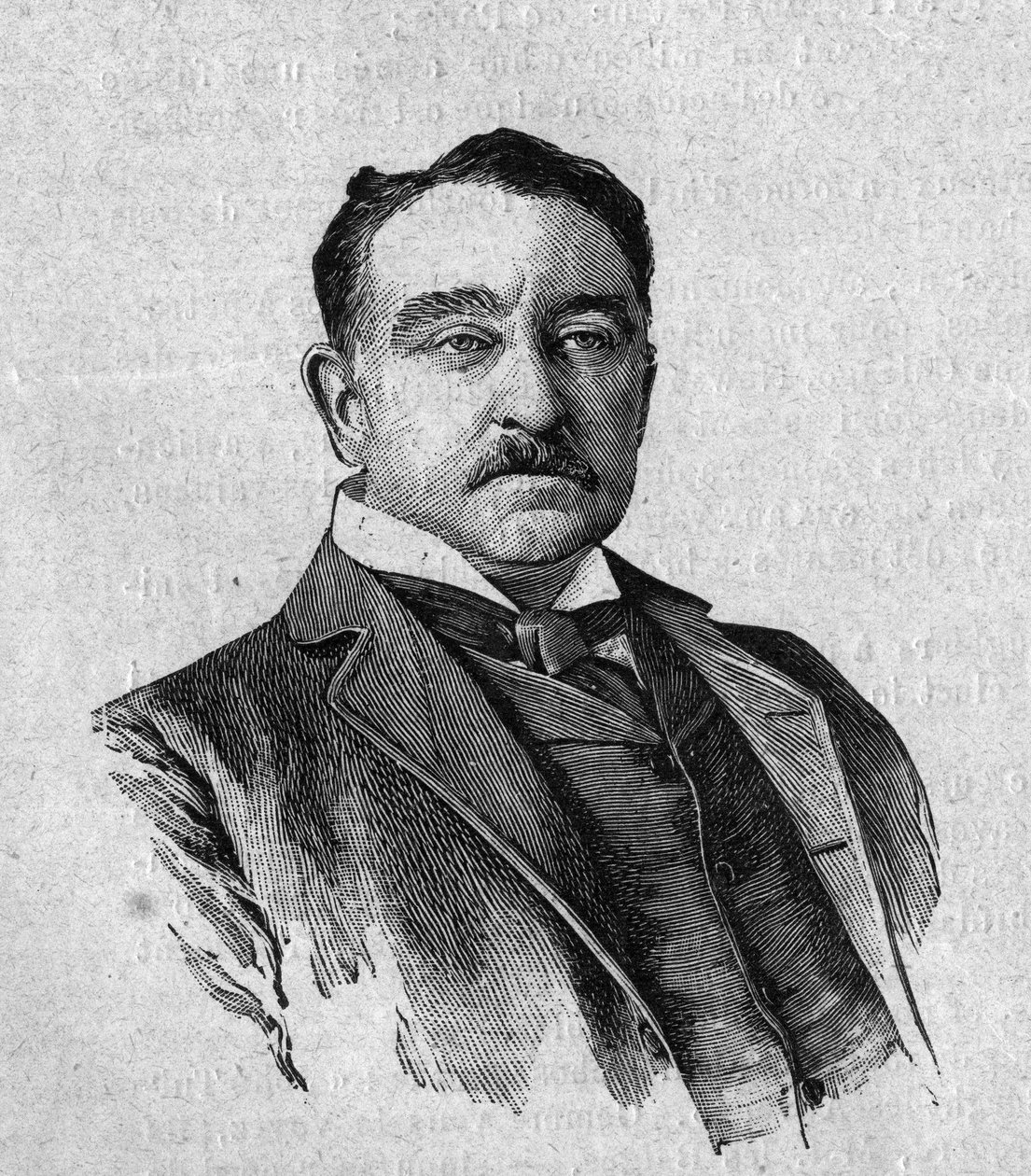 Portret Sir Cecila Rhodesa (1853-1902), angielskiego gubernatora kolonii Kapsztad w Afryce Południowej (Transwal). Grawer w „La gazette du dimanche” z 16 stycznia autorstwa French School