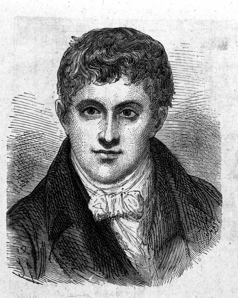 Portret Sir Humphry Davy (1778 - 1829), brytyjskiego chemika i fizyka - w „Albumie nauki”; wybitni naukowcy; Wielkie odkrycia”” 1896. autorstwa French School