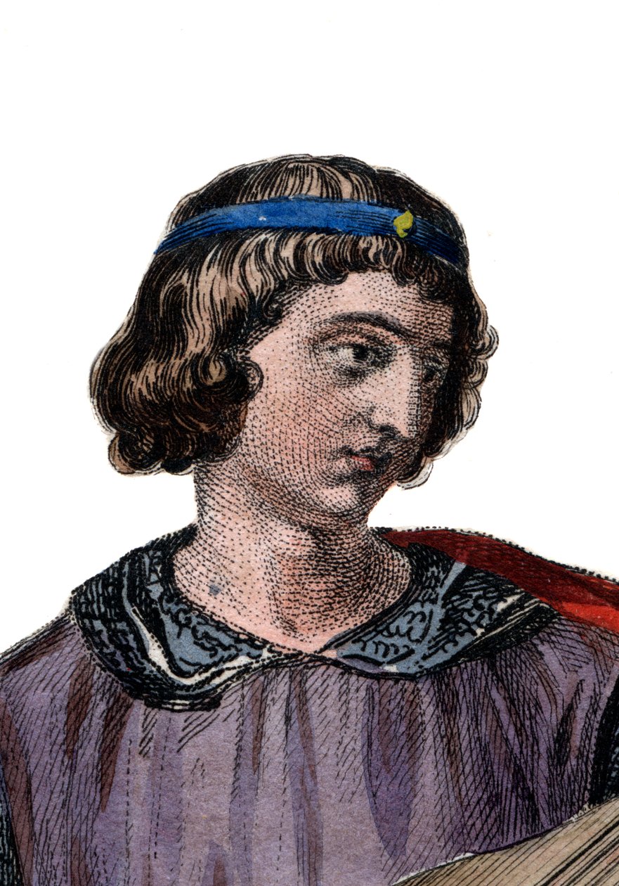 Portret Teobalda I (1201-1253), hrabiego Szampanii (jako Teobalda IV) od urodzenia i króla Nawarry od 1234 roku. autorstwa French School