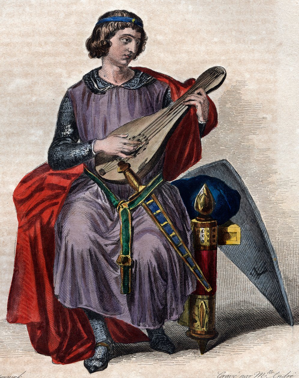 Portret Teobalda I (1201-1253), hrabiego Szampanii (jako Teobalda IV) od urodzenia i króla Nawarry od 1234 roku. autorstwa French School