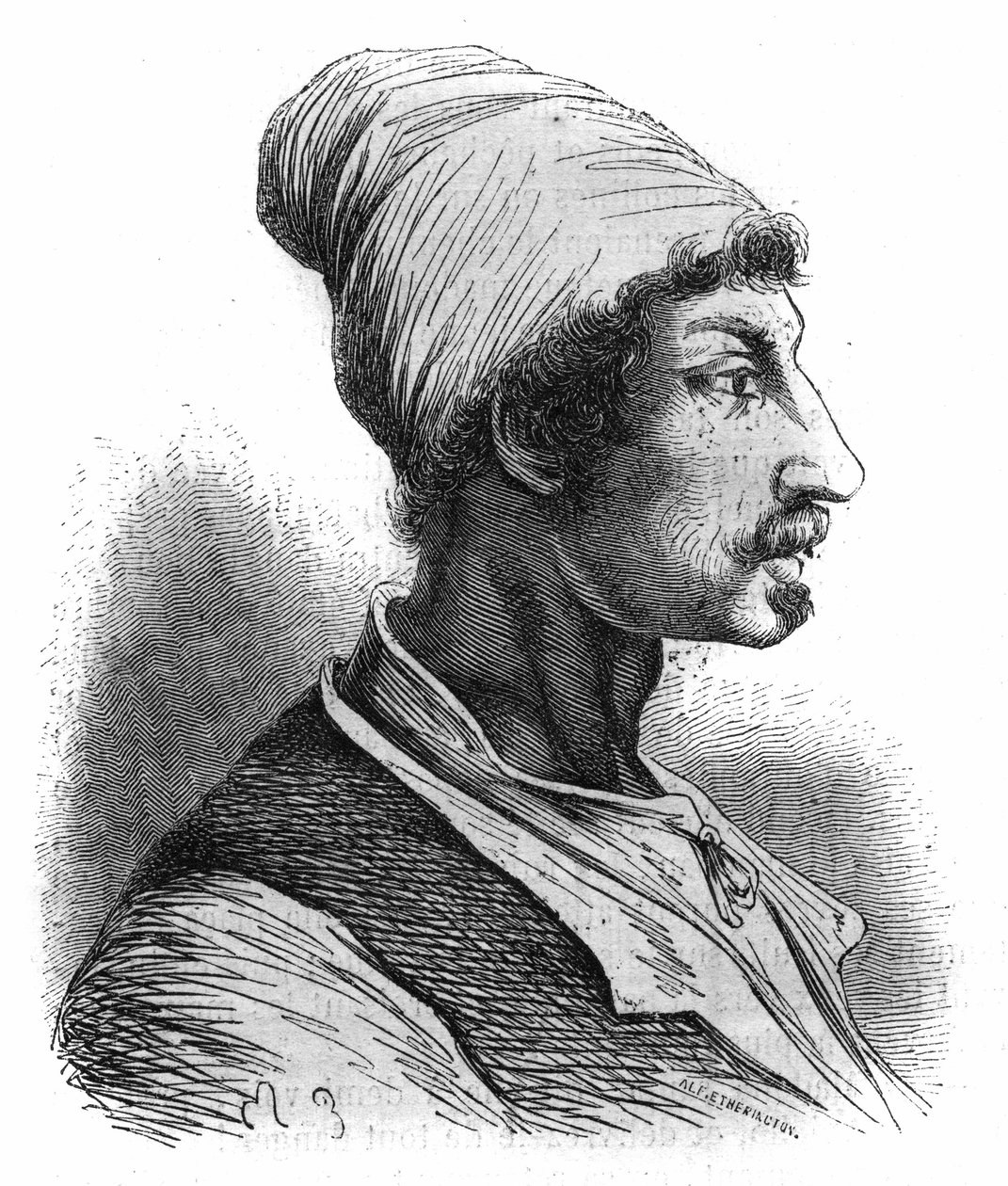 Portret Tommaso Aniello, znanego jako Masaniello (1622-1647), neapolitańskiego rybaka, stanął na czele buntu przeciwko Hiszpanom w Neapolu w 1647 roku. Rycina z 1852 roku. autorstwa French School