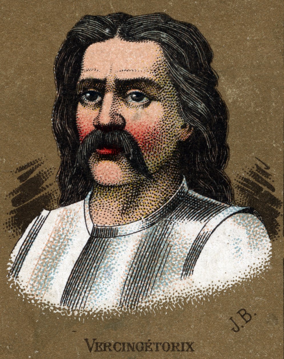 Portret Wercyngetoryksa (72-46 pne), króla Galów. Chromolitografia około 1890 r. autorstwa French School