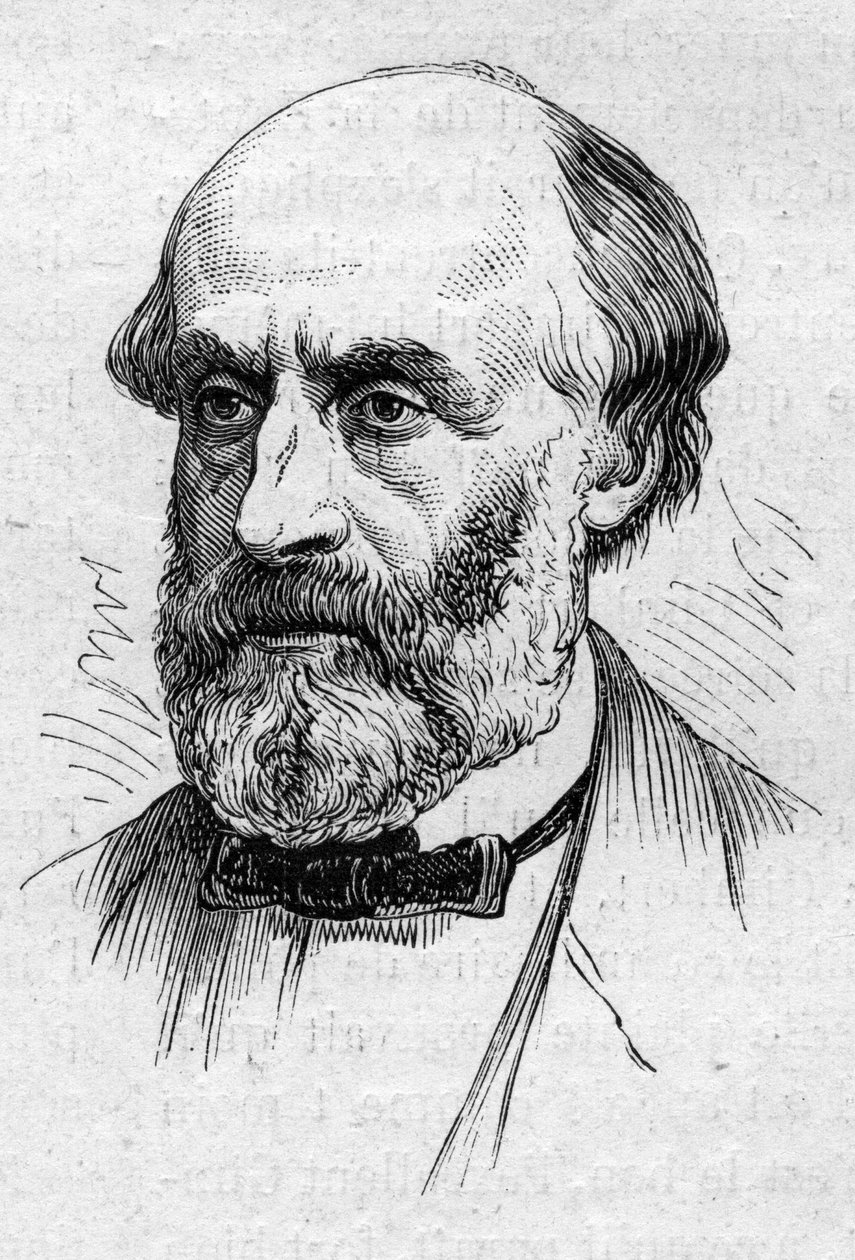 Portret Victora de Laprade (1812-1883), francuskiego poety i akademika. Grawer w „”Le Monde Illustré””n°883 z dnia 14 marca 1874 r. autorstwa French School