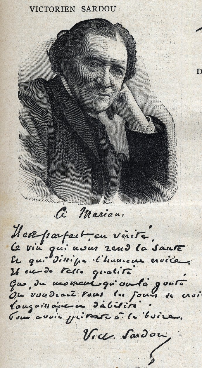 Portret wiktoriańskiego Sardou (1831-1908), dramaturga, w „Le Petit Parisien”” autorstwa French School