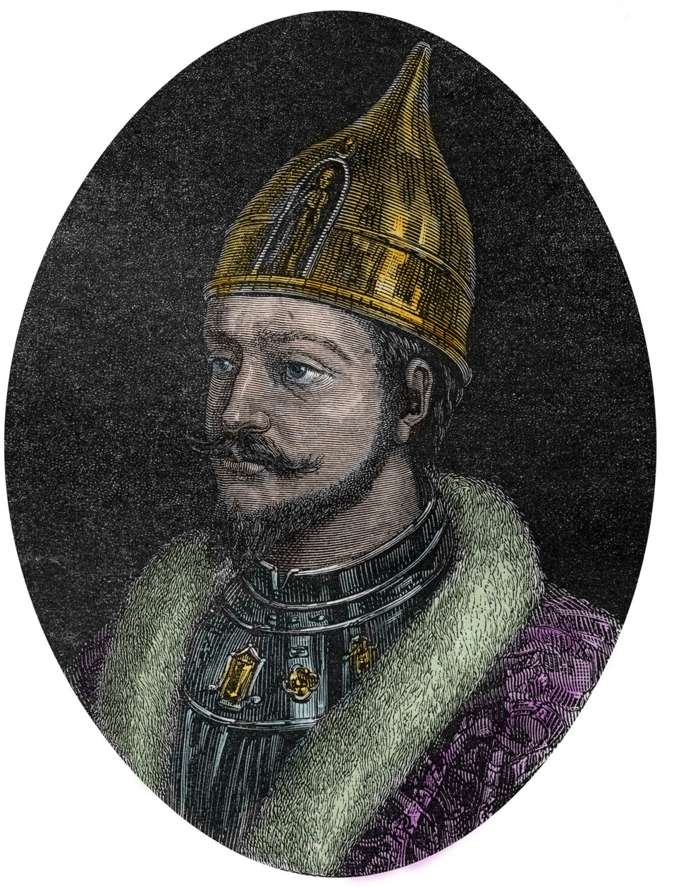 Portret Jarosława I Mądrego (Jarosław Władimirowicz) (Jarosław I) (978-1054), Wielki Książę Rusi Kijowskiej - Portret Jarosława Mądrego - Jarosław I, Wielki Książę Rusi - z „Nowej Encyklopedii Narodowej”” Maurice La Charest - 1870 - autorstwa French School