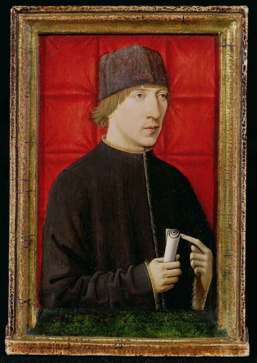 Portret mężczyzny trzymającego zwój, ok. 1480-1510 autorstwa French School