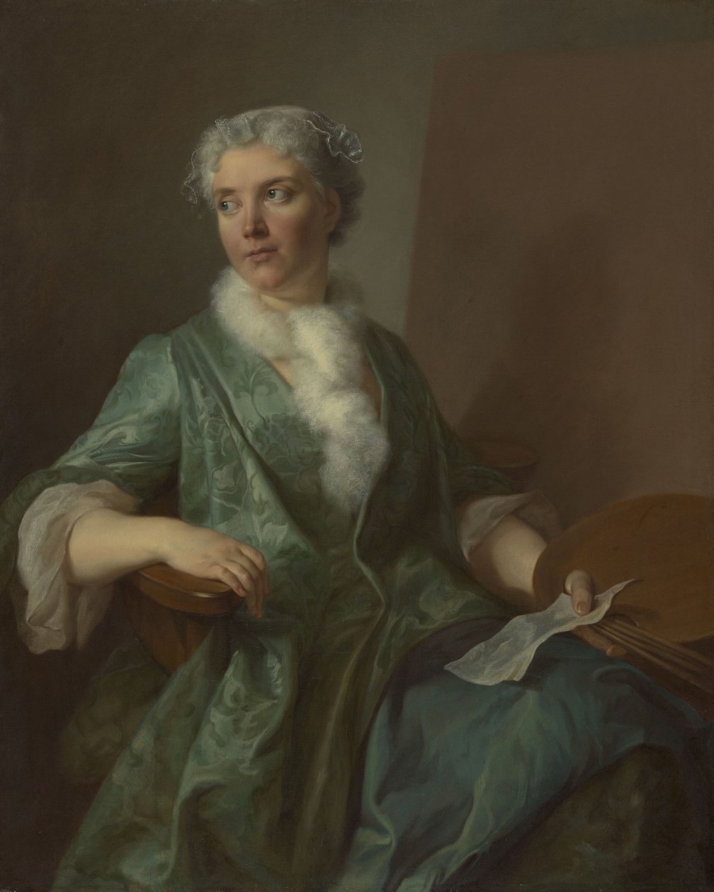 Portret artystki, ok. 1735 (olej na płótnie) autorstwa French School