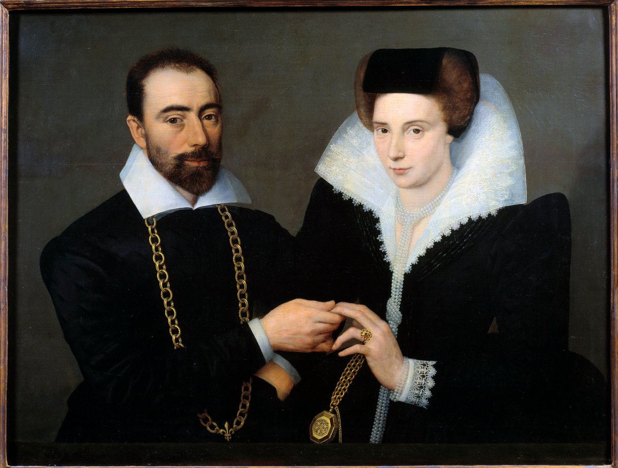 Portret pary (lub portret podwójny). Anonimowe malarstwo szkoły francuskiej autorstwa French School