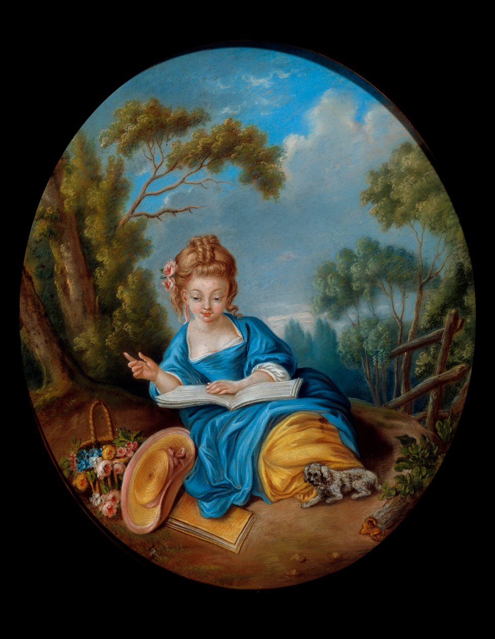Portret dziewczyny, czytanie. Szkoła francuska XVIII wieku. Dz. Część. autorstwa French School