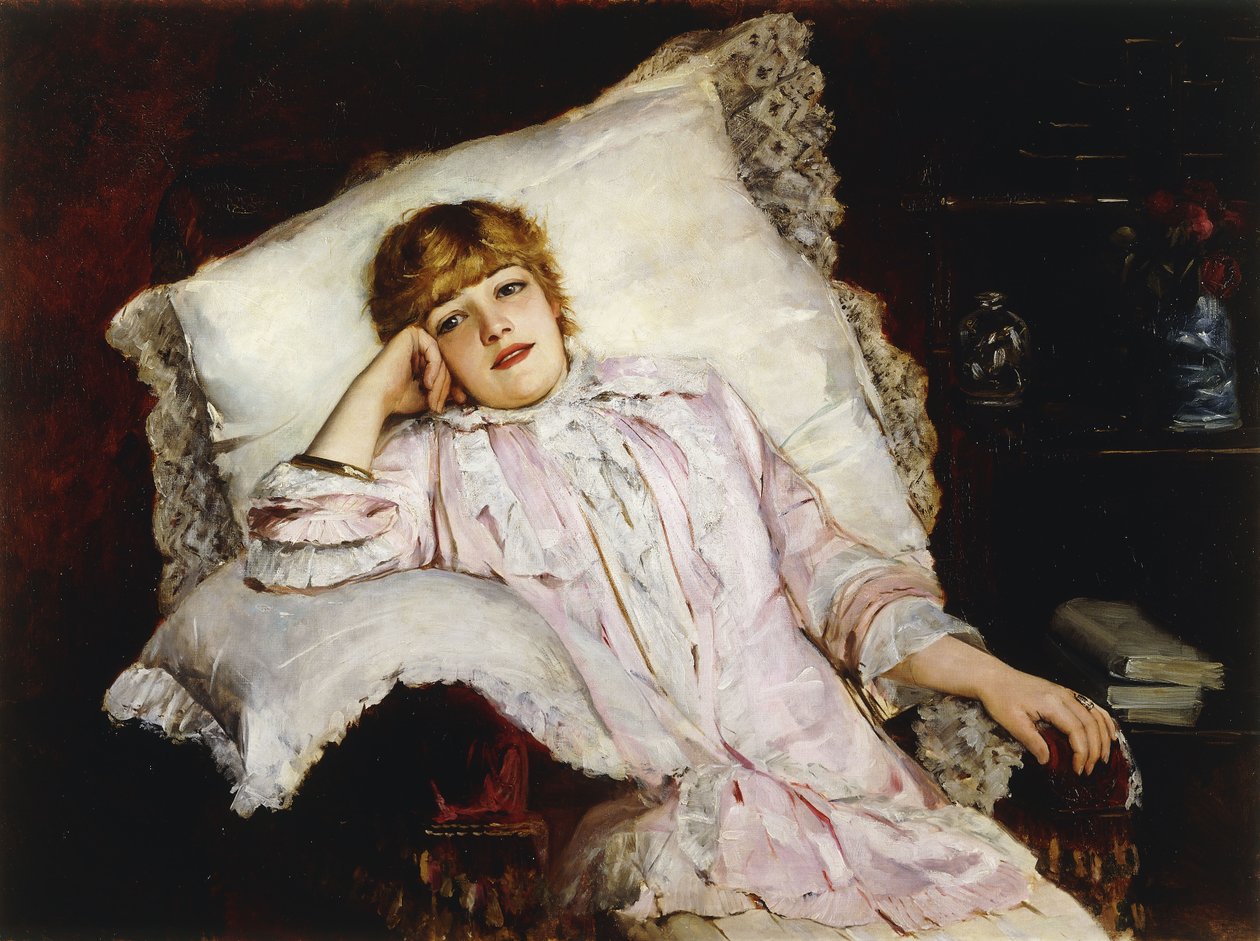 Portret aktorki Jeanne Samary siedzącej długości 3/4, autorstwa French School