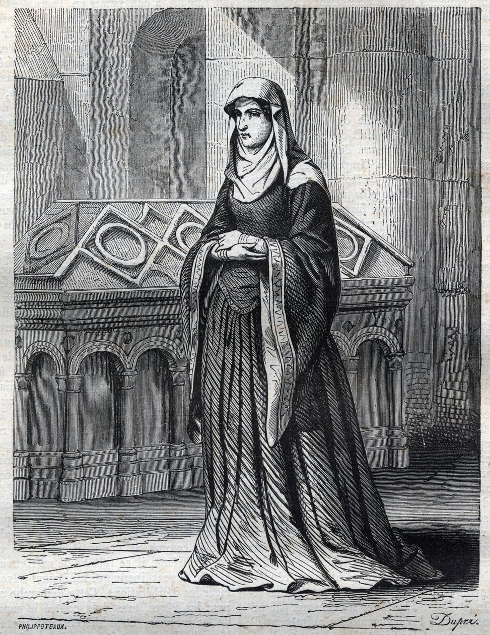 Portret benedyktynki, która byłaby kochanką i siostrą papieża Grzegorza XII oraz matką Eugeniusza IV (Gabriele Condulmer 1383-1447). Rycina w „”Historii papieży (...) Zbrodnie królowej królowej i cesarzy na przestrzeni wieków” autorstwa French School