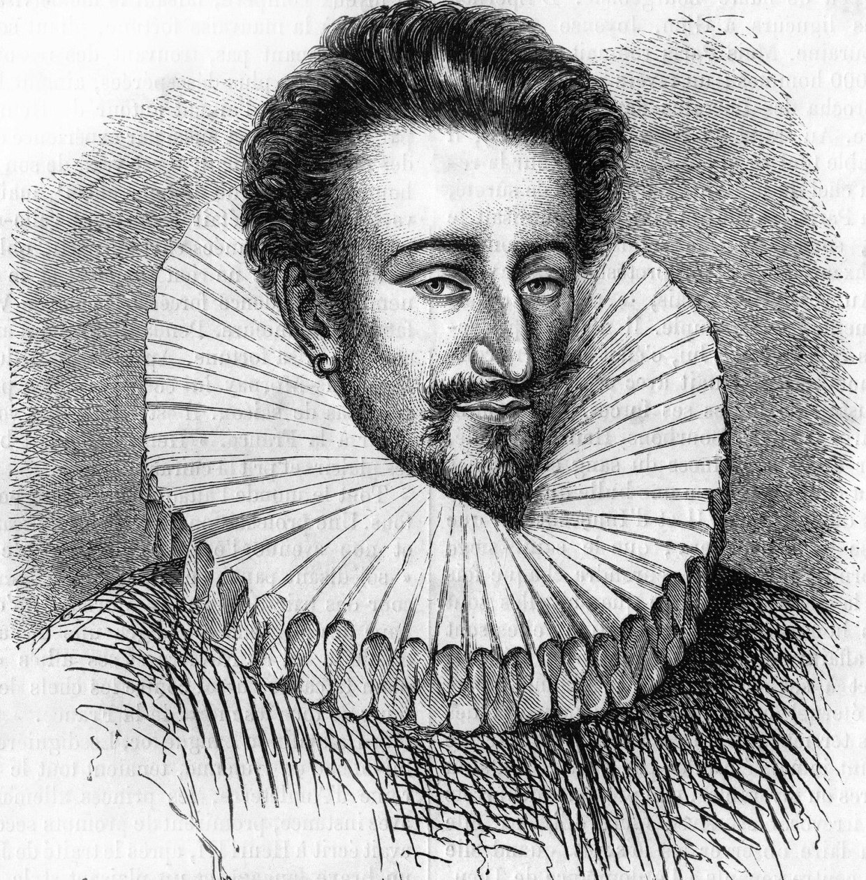 Portret księcia Joyeuse, uroczy autorstwa Henryka III. W „”Popularna historia Francji””, bd. ok. 1885 r. Grawerowanie. autorstwa French School