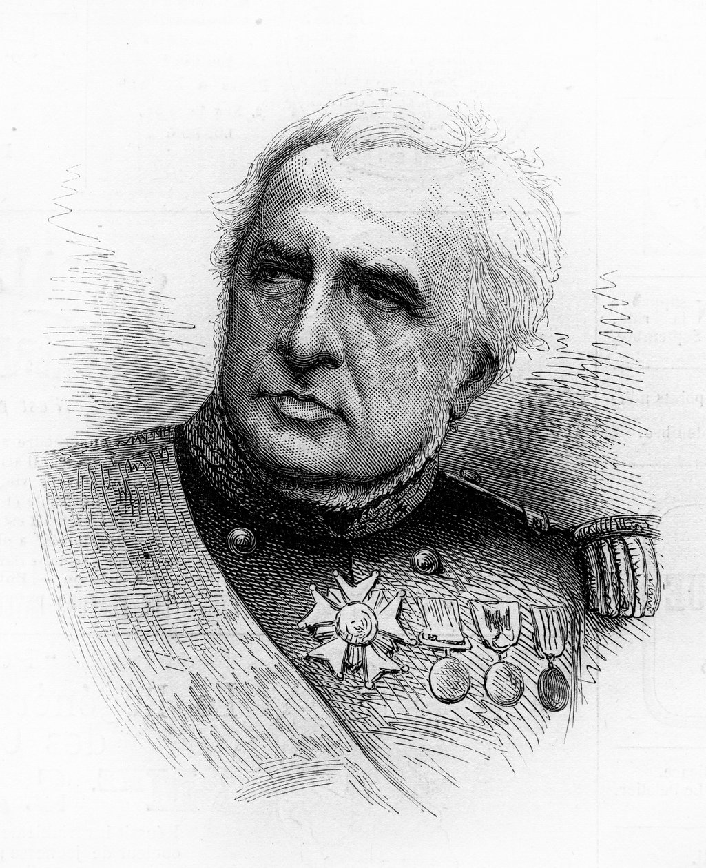 Portret francuskiego admirała Camille Adlbert Marie de la Ronciere le Noury ​​(1816-1881). Grawer w „” Le Monde Illustré”” nr 1260 z dnia 21 maja 1881 r. autorstwa French School