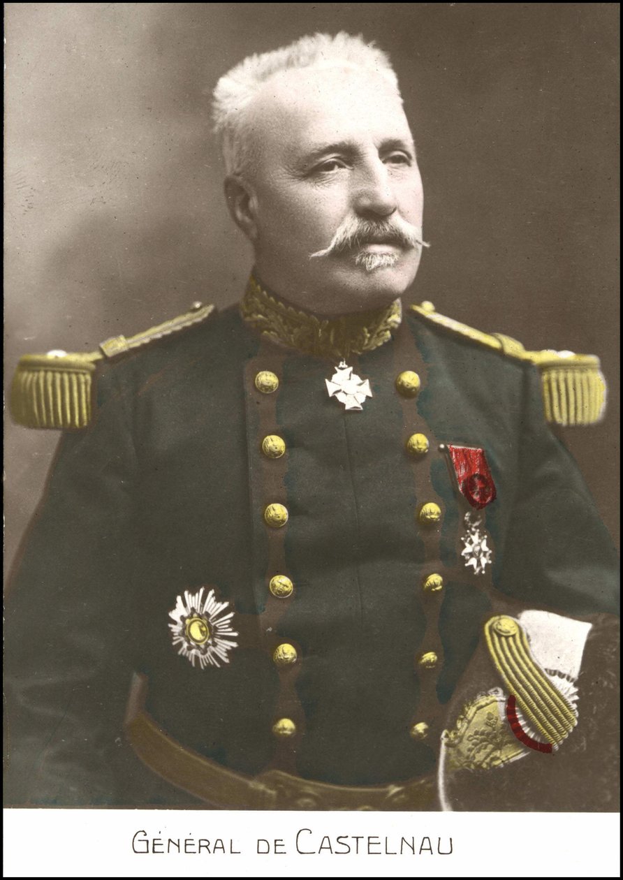 Portret francuskiego generała Noela Edouarda de Curieres de Castelnau (1851-1944). Pocztówka SD z XX wieku. autorstwa French School