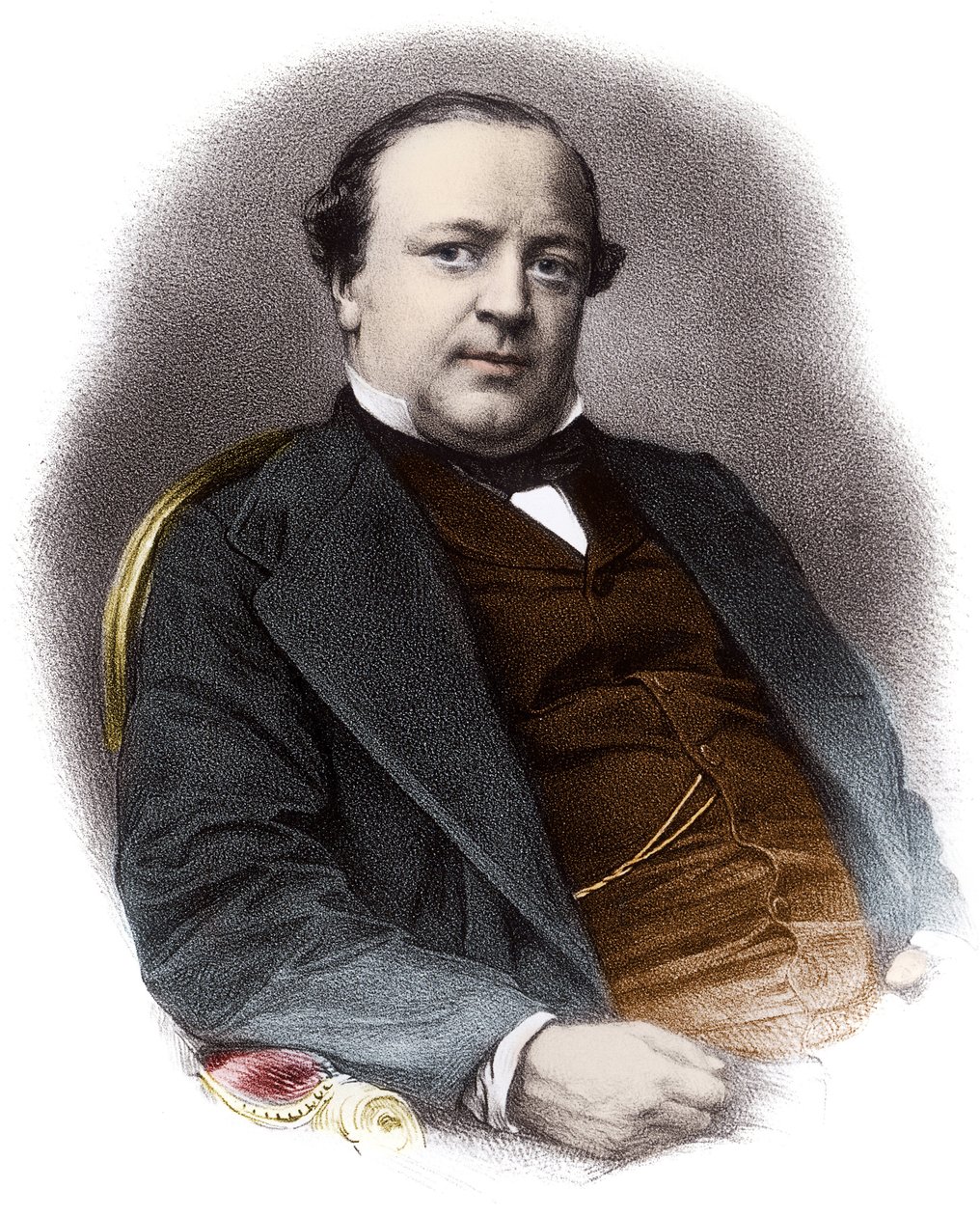 Portret francuskiego prawnika Charlesa Alexandre Lachauda (1818-1882) - Rycina XIX-wiecznej kolekcji prywatnej autorstwa French School