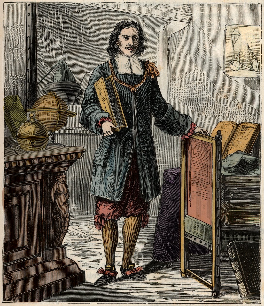 Portret niemieckiego inżyniera i fizyka Otto von Guericke (1602-1686) - Portret Otto von Guericke (Otto de Guericke autorstwa French School
