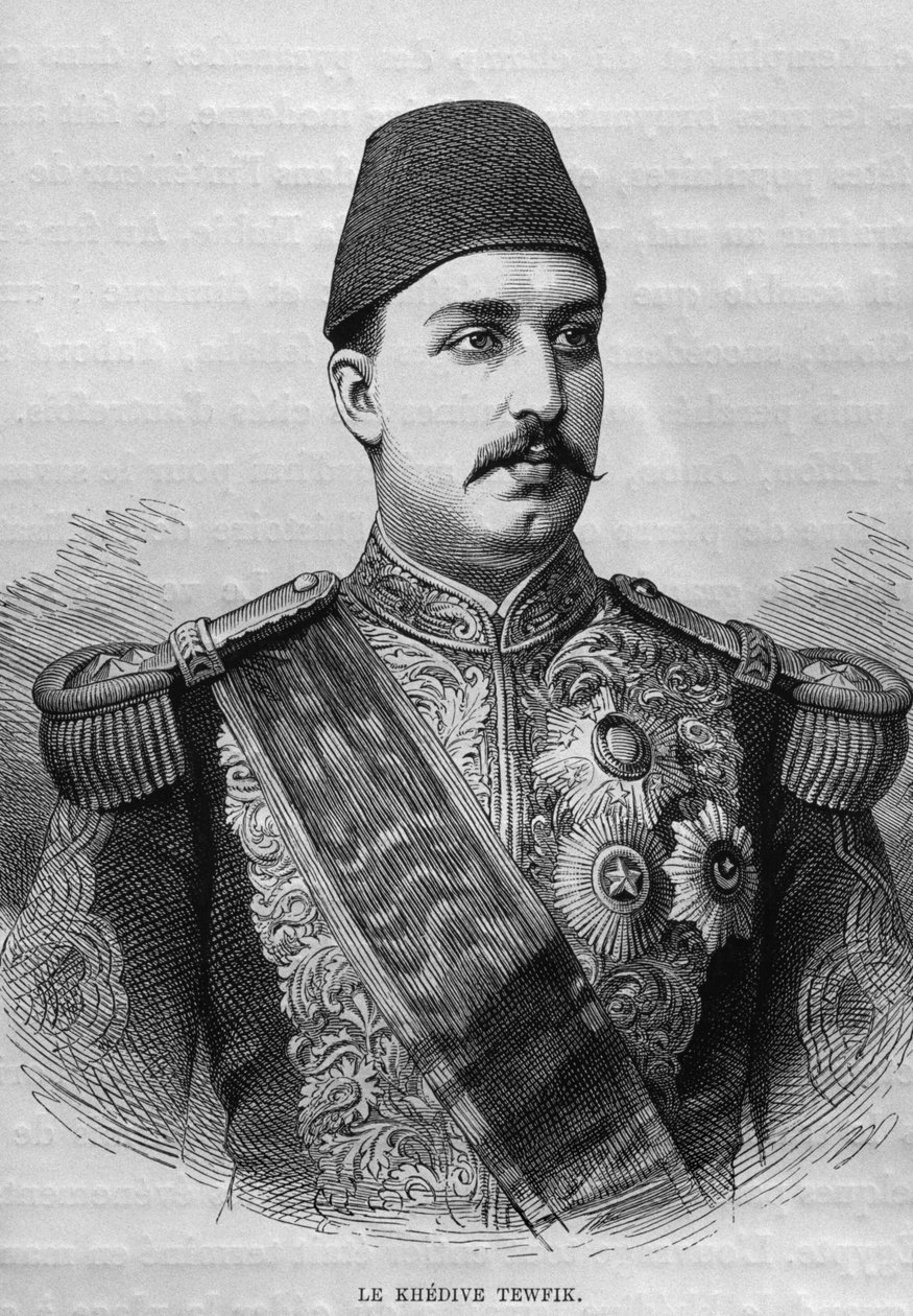 Portret chedywa Tawfiga (1819-92), z Legypte Georga Moritza Ebersa (1837-98), 1881 (rycina bw) autorstwa French School