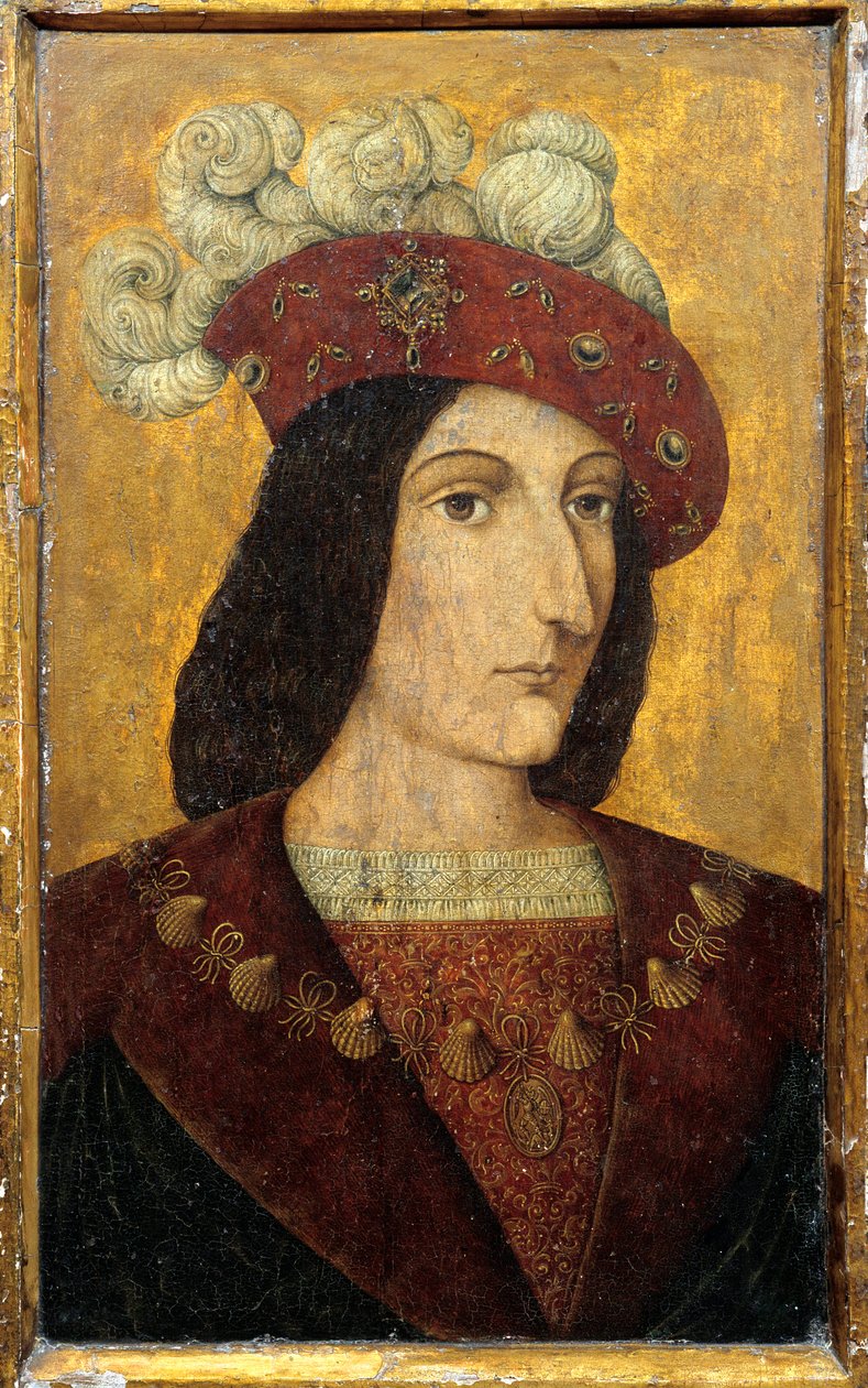 Portret króla Francji Karola VIII (1470-1498) Malarstwo na drewnie szkoły francuskiej. XV-wieczny zamek w Langeais autorstwa French School