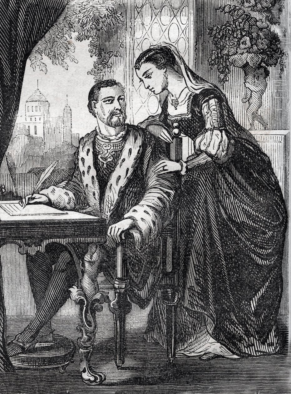 Portret króla Francji Henryka II (1519-1559) i Diany de Poitiers (1499-1566)” (Portret króla Francji Henryka II i Diany z Poitiers) - rycina - autorstwa French School