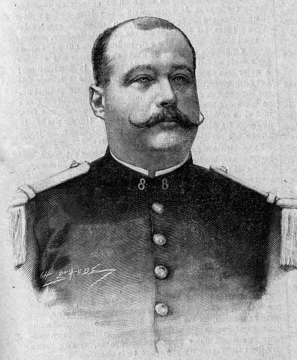 Portret markiza Patrice de Mac Mahon (Mac-Mahon) (1855-1927). Grawerowanie w „Gazecie Niedzielnej” z 5 marca autorstwa French School