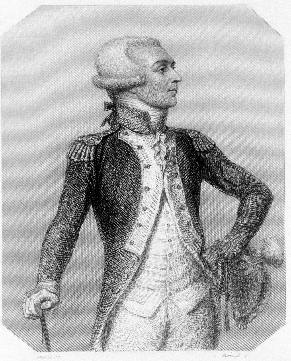 Portret markiza de La Fayette, francuskiego generała i polityka (1757-1834). W „Historii Żyrondynów”” Lamartine autorstwa French School