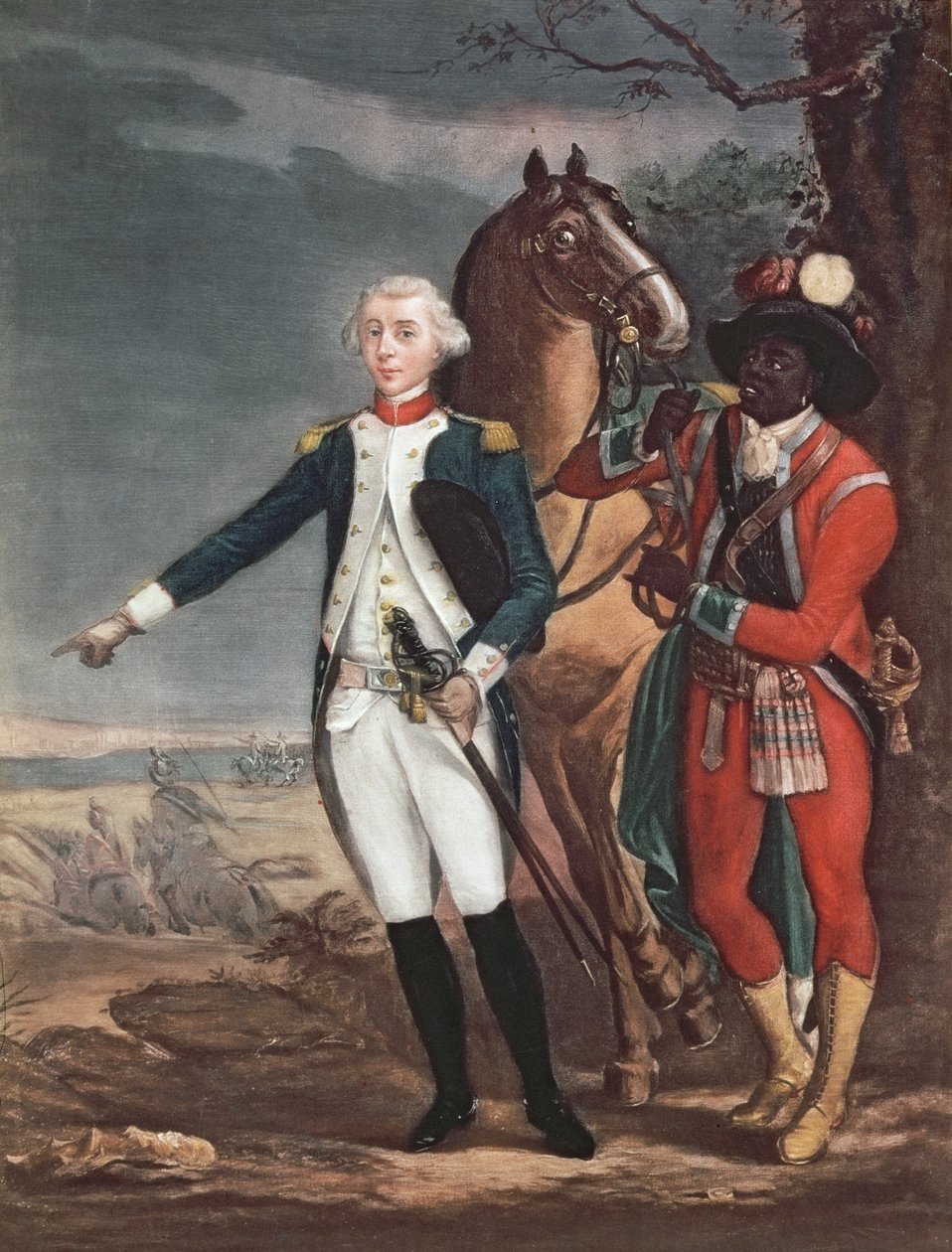 Portret markiza de La Fayette z adiutantem podczas amerykańskiej wojny o niepodległość autorstwa French School