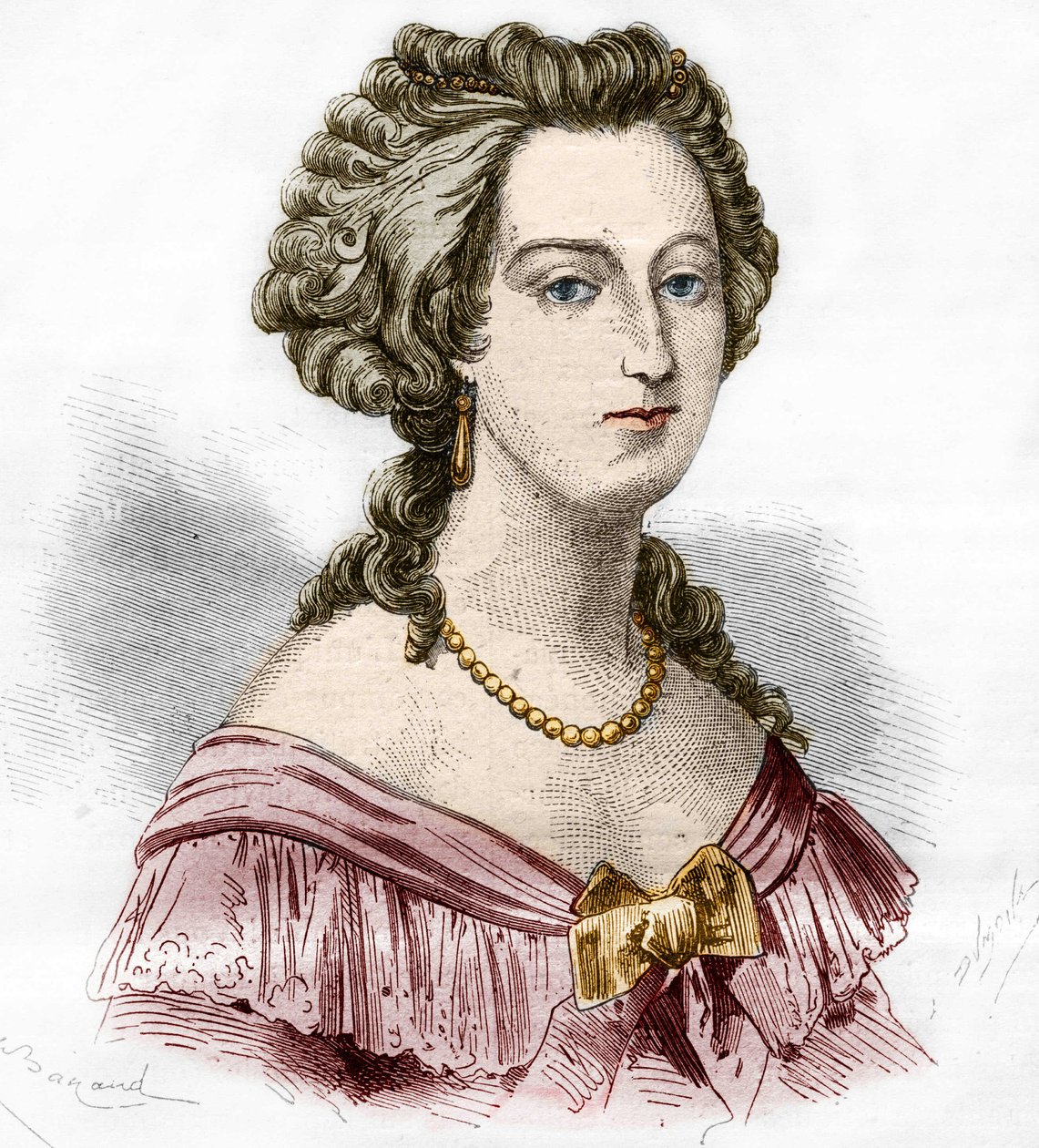 Portret markizy Boufflers Marie Francoise Catherine de Beauvau Craon (1711-1787). Grawer w „Historii prostytucji i rozpusty wśród wszystkich narodów świata od starożytności do dnia dzisiejszego” autorstwa dr Th. -F. Debray. 1879. autorstwa French School