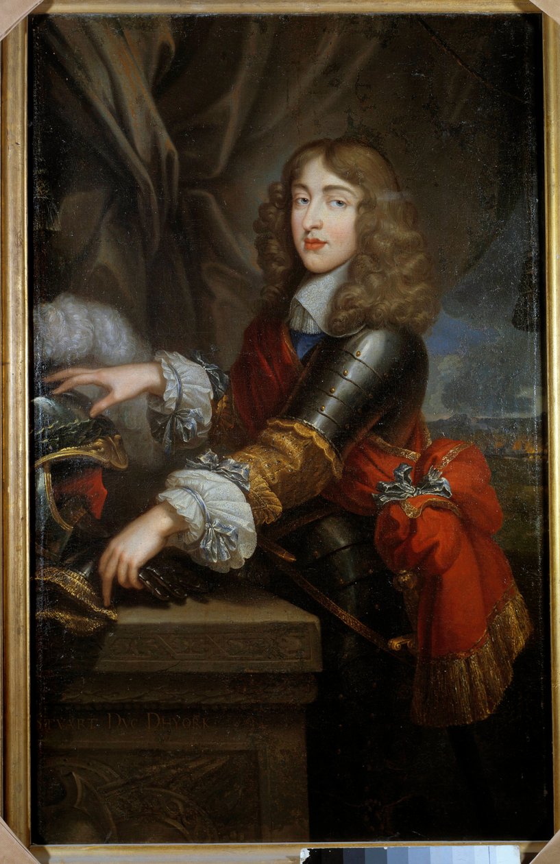 Portret księcia z rodu Stuartów dawniej Jakuba II, króla Wielkiej Brytanii i Irlandii (1633-1701) Malarstwo szkoły francuskiej XVII wiek. Ciemny. 1,45 x 0,93 m. autorstwa French School