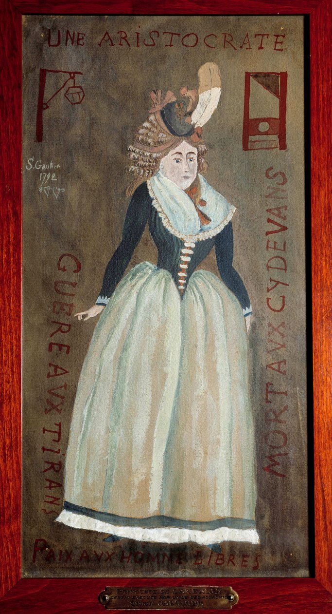 Portret księżnej Lamballe (1749-1792) (Marie-Therese Louise de Savoie-Carignan) namalowany przez jednego z jej zabójców. 1792 Paryż, Prefektura Police autorstwa French School
