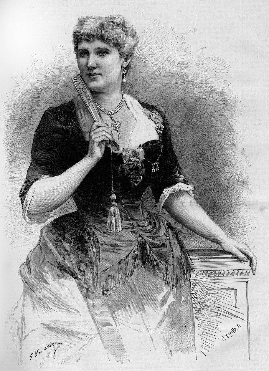 Portret szwedzkiej sopranistki Christine Nilsson (1843-1921), w Illustrous World 1887. autorstwa French School