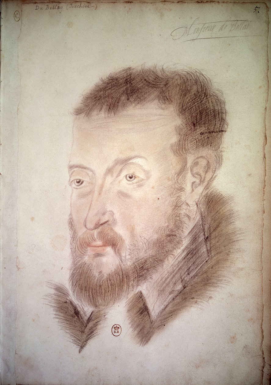 Portret poety Joachima du Bellay (1522-1560) Anonimowy rysunek Szkoły Francuskiej. XVI-wieczny Paryż. B.N. autorstwa French School