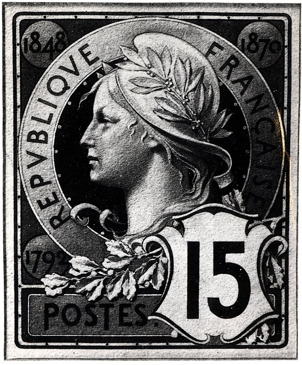 Znaczek pocztowy przedstawiający Mariannę, Oficjalne Przedstawicielstwo Republiki Francuskiej, ok. 1930 r. 1893 autorstwa French School