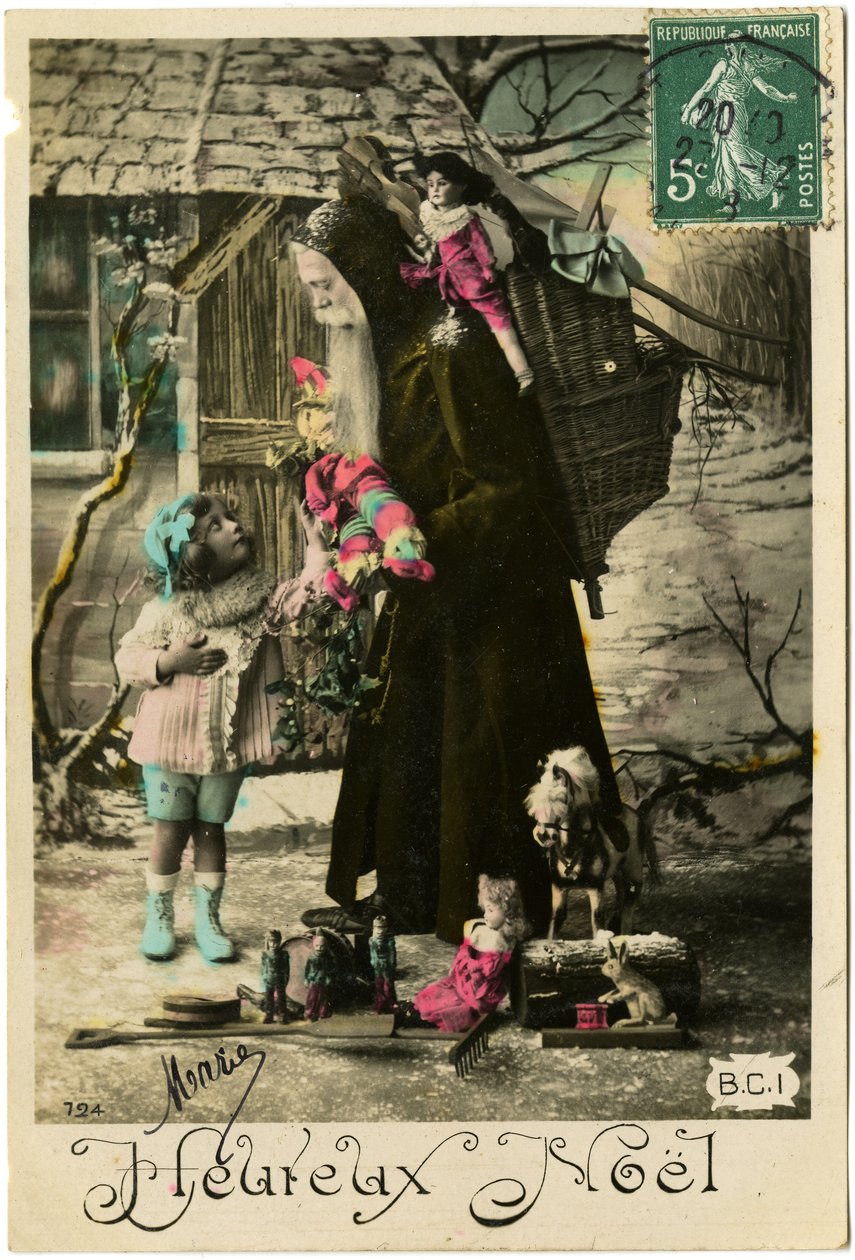 Pocztówka: Wesołych Świąt, Mary (papier drukowany) autorstwa French School