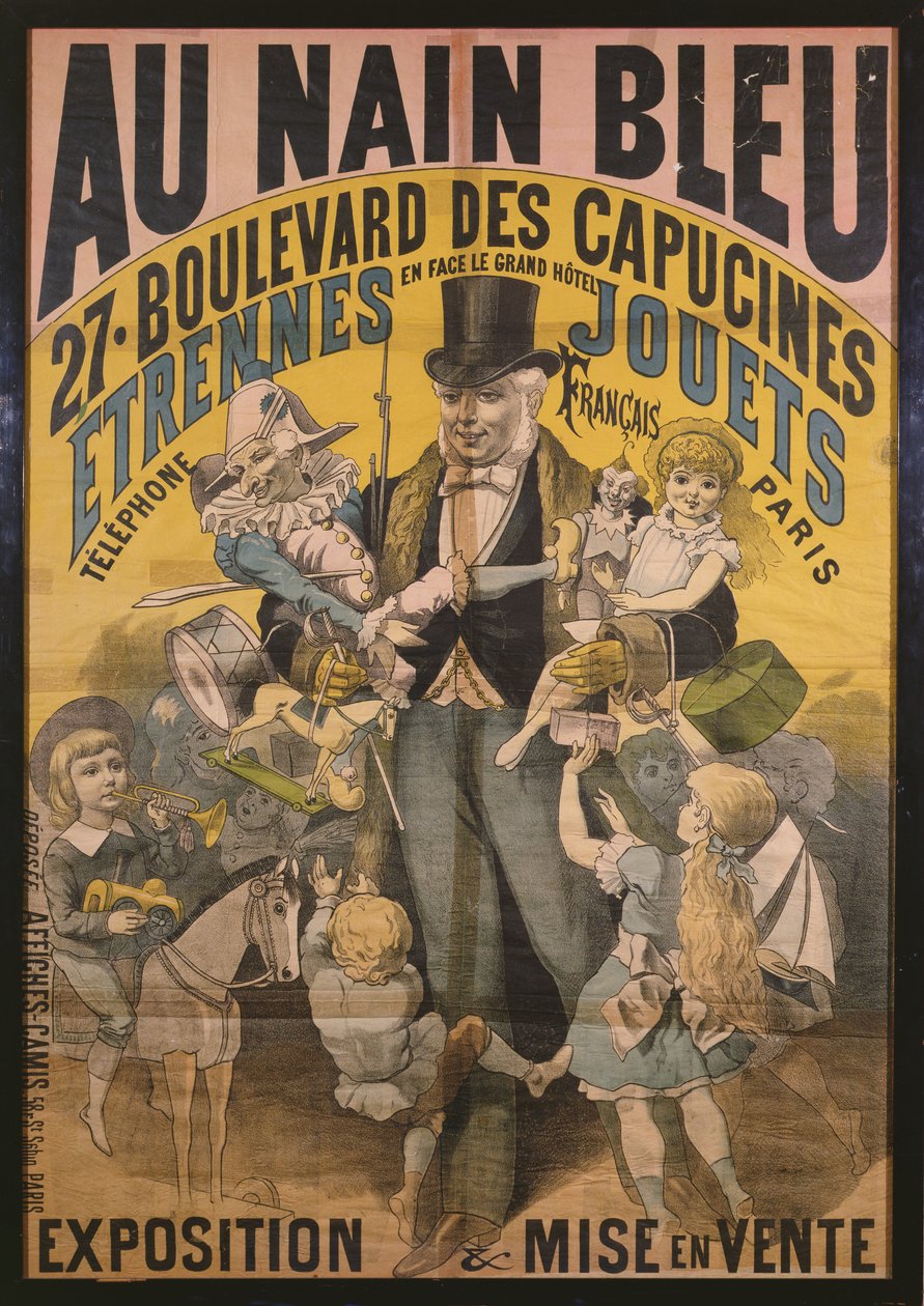 Plakat reklamujący Au Nain Bleu, ok. 1890 autorstwa French School