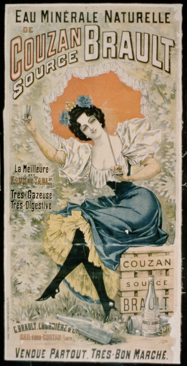 Plakat reklamujący naturalną wodę mineralną Brault z Couzan autorstwa French School