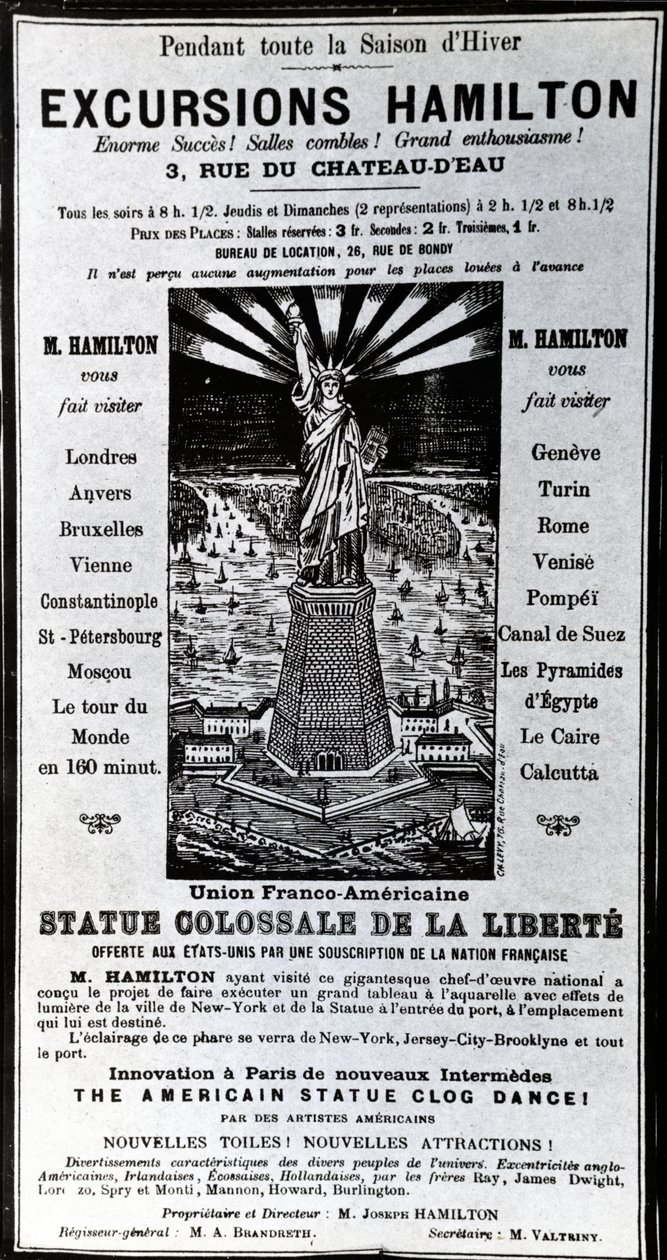 Plakat reklamujący Wycieczki Hamilton, ok. 1890 autorstwa French School