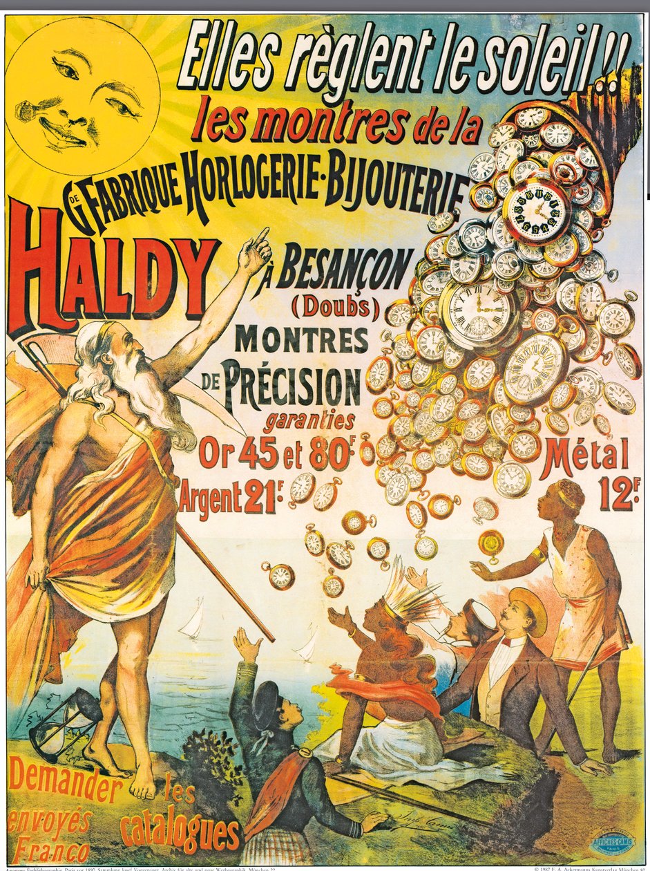 Plakat reklamujący Horlogerie-Bijouterie Haldy, przed 1890 autorstwa French School